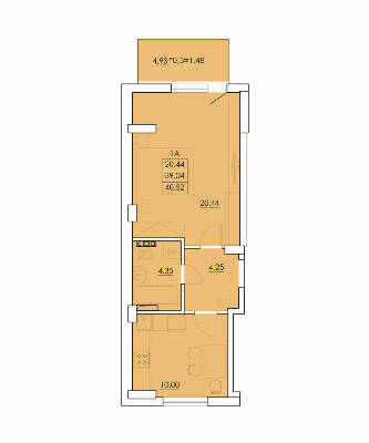 1-кімнатна 40.52 м² в ЖК Ventum від 17 350 грн/м², с. Крижанівка