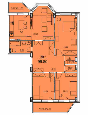 3-кімнатна 99.8 м² в ЖК Олексіївський від 19 300 грн/м², Одеса