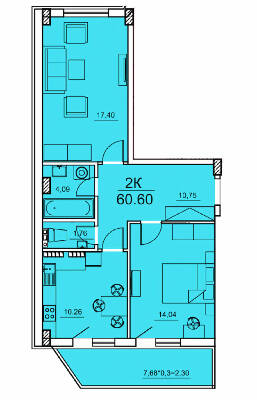 2-кімнатна 60.6 м² в ЖК Олексіївський від 20 700 грн/м², Одеса
