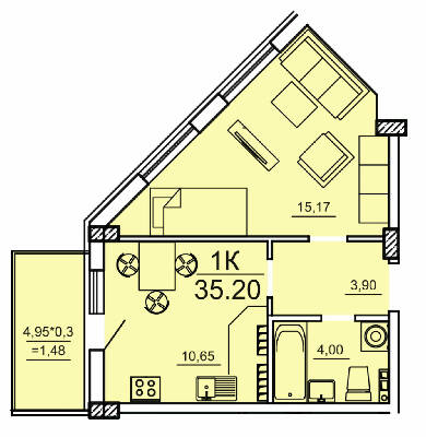 1-кімнатна 35.2 м² в ЖК Олексіївський від 19 400 грн/м², Одеса