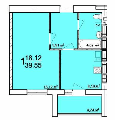 1-кімнатна 39.55 м² в ЖК Райдужний від 13 000 грн/м², Харків