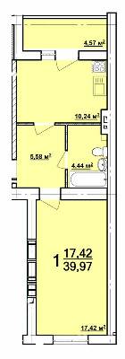 1-кімнатна 39.97 м² в ЖК Райдужний від 13 000 грн/м², Харків