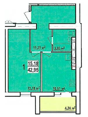 1-кімнатна 42.95 м² в ЖК Райдужний від 13 000 грн/м², Харків