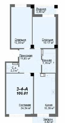 3-комнатная 106.01 м² в ЖК Резиденция от 35 000 грн/м², Харьков