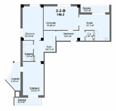 3-комнатная 140.6 м² в ЖК Резиденция от 39 000 грн/м², Харьков