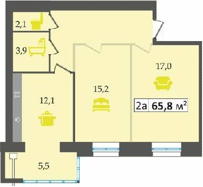 2-комнатная 65.8 м² в ЖК Днепровская Брама от 13 900 грн/м², пгт Слобожанское