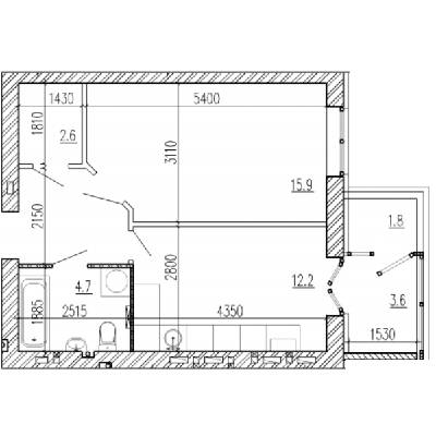 1-комнатная 44.8 м² в ЖК Алые Паруса от 15 500 грн/м², Днепр