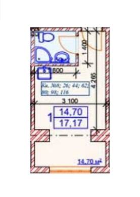 1-кімнатна 17.17 м² в ЖК Слов'янський від 20 000 грн/м², Харків