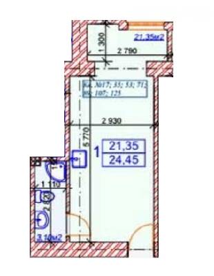 1-кімнатна 24.45 м² в ЖК Слов'янський від 20 000 грн/м², Харків