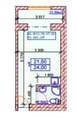 1-кімнатна 24 м² в ЖК Слов'янський від 20 000 грн/м², Харків