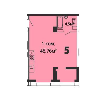 1-комнатная 48.76 м² в ЖК Грани от 26 200 грн/м², Днепр