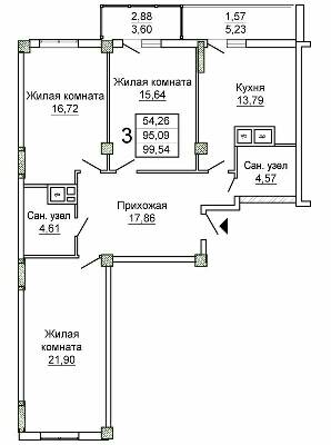 3-кімнатна 99.54 м² в ЖК Слобожанський квартал-2 від 15 850 грн/м², Харків