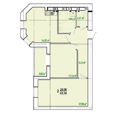 2-комнатная 62.54 м² в ЖК Сокольники от 15 100 грн/м², Харьков