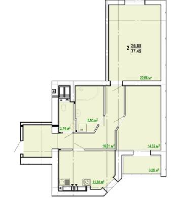 2-комнатная 77.45 м² в ЖК Сокольники от 15 100 грн/м², Харьков