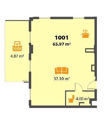 Вільне планування 65.97 м² в ЖК П'ятий континент від 26 250 грн/м², Дніпро