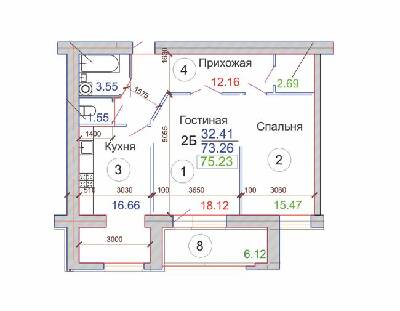 2-комнатная 75.23 м² в ЖК Пролисок от застройщика, Днепр