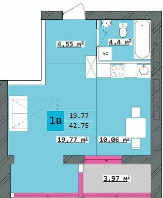 1-комнатная 42.75 м² в ЖК Столичный от 16 300 грн/м², Харьков