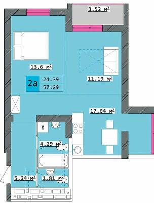 2-комнатная 57.29 м² в ЖК Столичный от 16 600 грн/м², Харьков