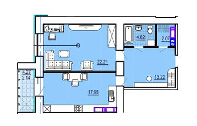 1-комнатная 62.21 м² в ЖК Театральный от 35 700 грн/м², Харьков