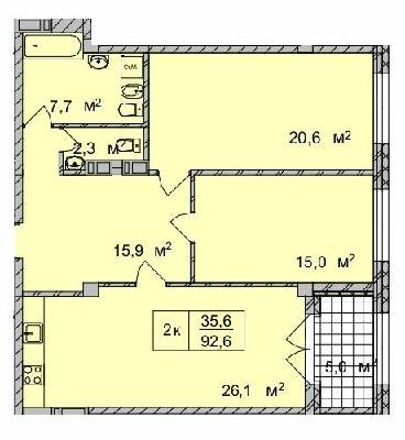 2-комнатная 92.6 м² в ЖК ТИТУЛ Дом на Пушкинской от 49 400 грн/м², Харьков