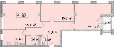 3-комнатная 95.1 м² в ЖК ТИТУЛ Дом на Пушкинской от 39 500 грн/м², Харьков