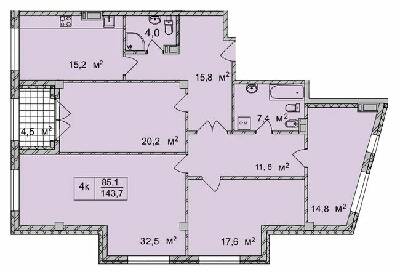 4-комнатная 143.7 м² в ЖК ТИТУЛ Дом на Пушкинской от 48 850 грн/м², Харьков