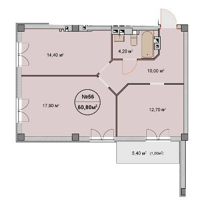 2-комнатная 60.8 м² в ЖК Феличита от 36 500 грн/м², Харьков