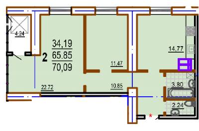 2-комнатная 70.09 м² в ЖК Шекспира от 19 500 грн/м², Харьков