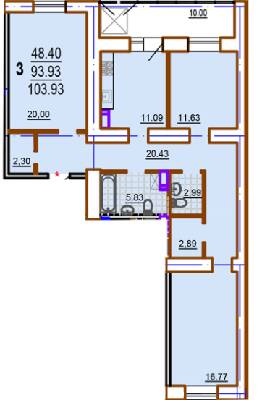 3-комнатная 103.93 м² в ЖК Шекспира от 17 000 грн/м², Харьков
