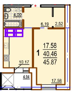 1-комнатная 45.87 м² в ЖК Шекспира от 17 800 грн/м², Харьков