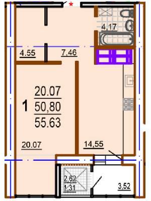1-комнатная 55.63 м² в ЖК Шекспира от 17 800 грн/м², Харьков
