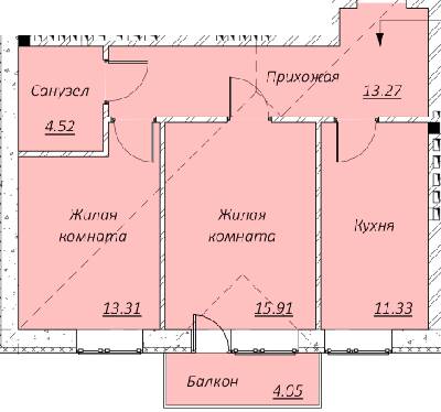 Двокімнатні в КБ Зразковий