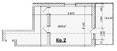 1-комнатная 45.6 м² в КД На Лабораторной от застройщика, Днепр