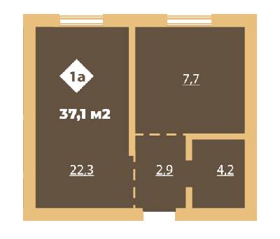 1-кімнатна 37.1 м² в КБ Міські сади від 19 700 грн/м², Харків