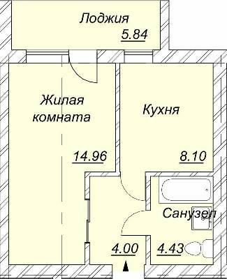 1-комнатная 34.41 м² в ЖК Левобережный от 14 950 грн/м², Днепр
