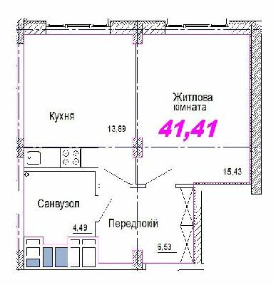 1-комнатная 41.41 м² в ЖК Favorit от 31 600 грн/м², Днепр