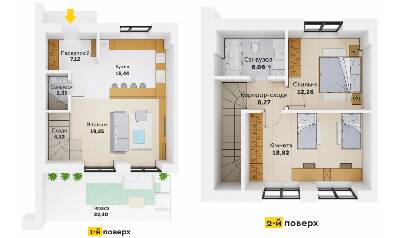 Таунхаус 92.27 м² в КГ Струмочок 2 от застройщика, с. Струмовка