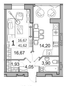 1-комнатная 41.62 м² в ЖК Супернова от 20 000 грн/м², Луцк