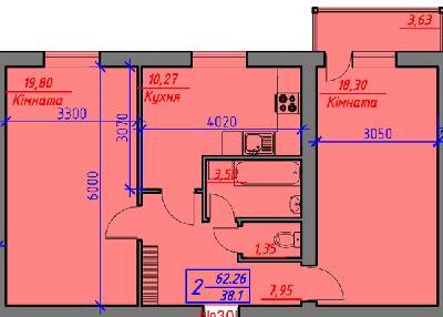 2-комнатная 62.26 м² в ЖК Скандинавский от 14 000 грн/м², Луцк
