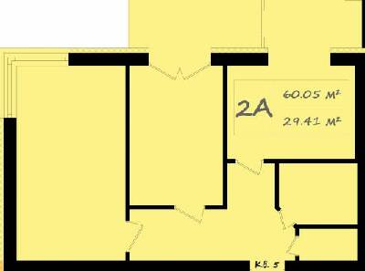 2-комнатная 60.05 м² в ЖК Итальянский от 16 300 грн/м², с. Тарасово
