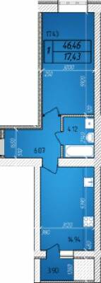 1-комнатная 46.46 м² в ЖК Avila от застройщика, Житомир