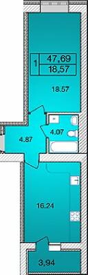 1-комнатная 47.69 м² в ЖК Avila от застройщика, Житомир