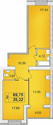 2-комнатная 69.75 м² в ЖК Avila от 16 000 грн/м², Житомир