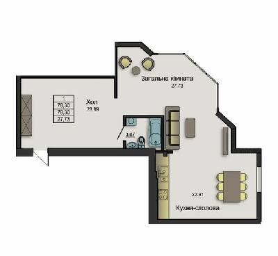 1-комнатная 78.3 м² в ЖК Премьер Холл от 13 400 грн/м², Житомир