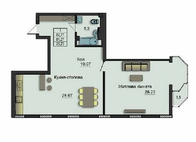 1-комнатная 82.77 м² в ЖК Премьер Холл от 13 400 грн/м², Житомир