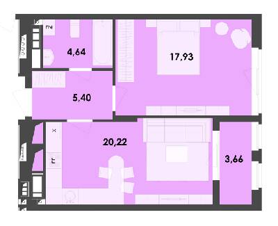 1-комнатная 51.85 м² в ЖК River City от 19 100 грн/м², Житомир