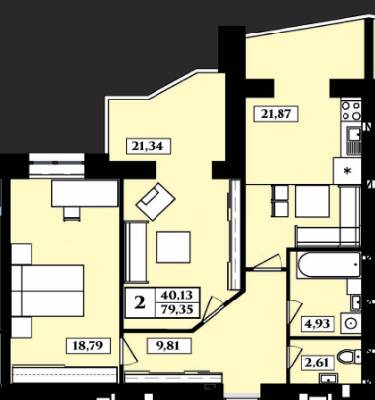 2-комнатная 79.35 м² в ЖК Польский бульвар от 14 300 грн/м², Житомир