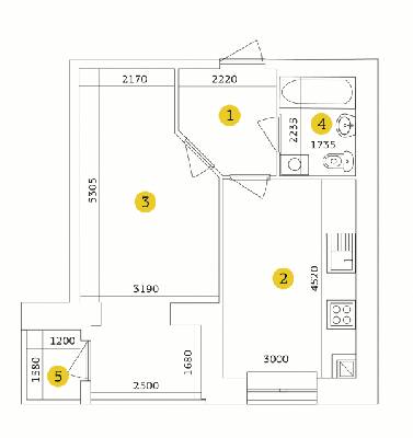 1-комнатная 42.97 м² в ЖК Тетеревский Бульвар от 13 300 грн/м², Житомир