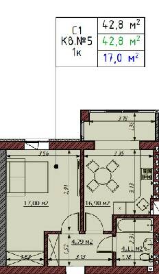 1-кімнатна 42.8 м² в ЖК Гостомельські Липки-5 від 12 500 грн/м², смт Гостомель