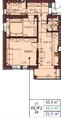 2-кімнатна 60.1 м² в ЖК Гостомельські Липки-5 від 13 500 грн/м², смт Гостомель